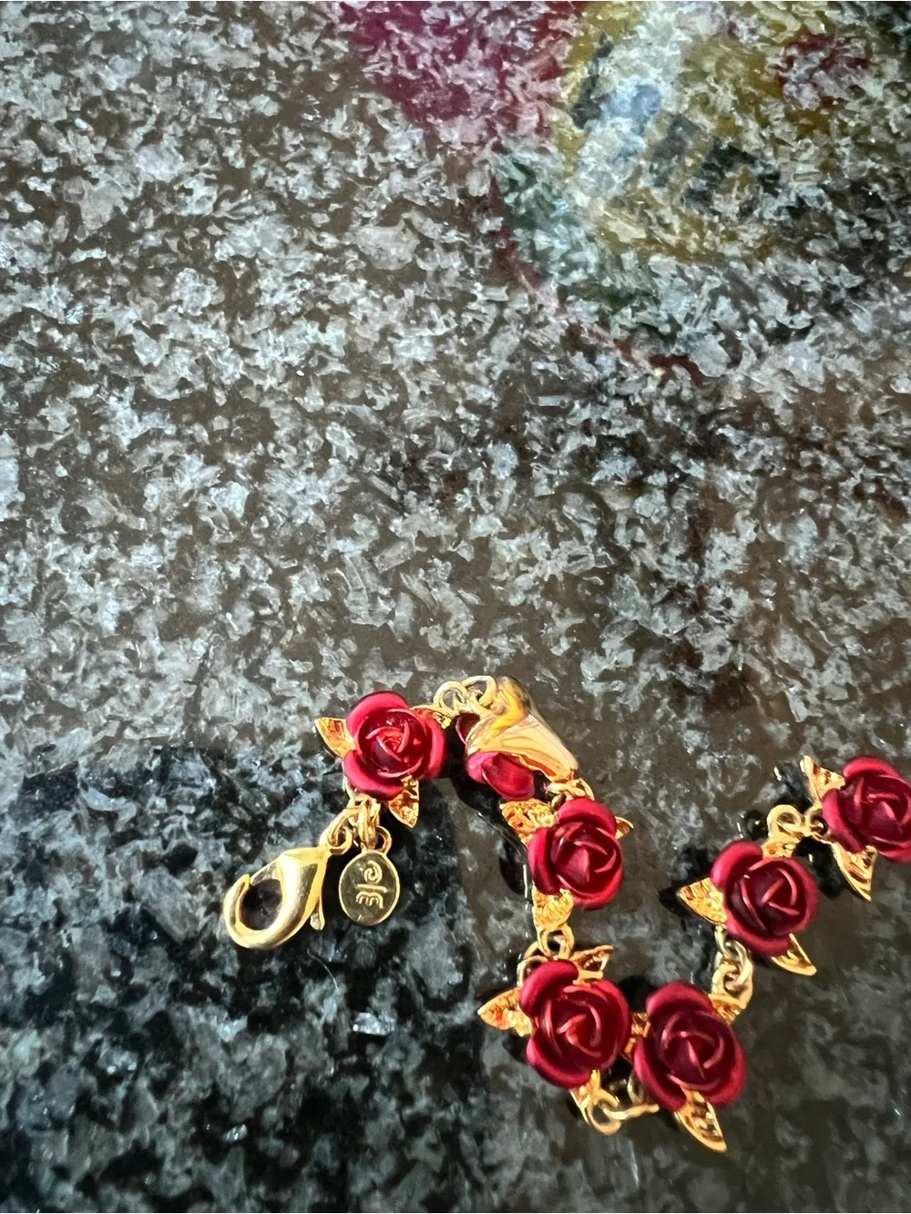 Gold-Tone Red Rose Link Bracelet - Women Jewelry
